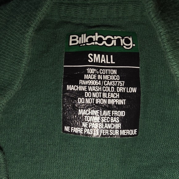 Vtg‎ Billabong Green Graphic T-Shirt Double-sided 90s Y2K Skater Surf S - Picture 3 of 7